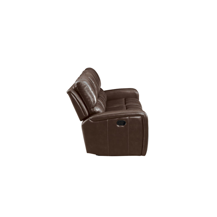 LINTON LEATHER SOFA W/DUAL RECLINER-BROWN