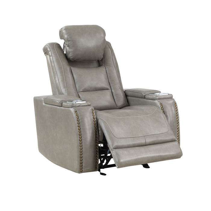 BRECKENRIDGE GLIDER RECLINER W/ PWR FR & HR-LT GRAY