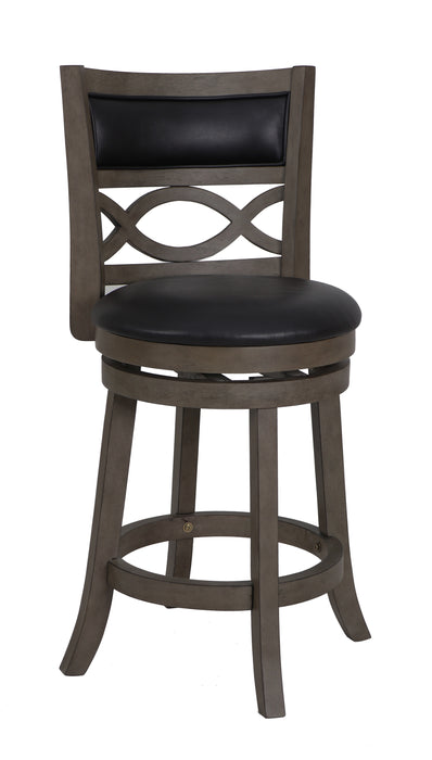 MANCHESTER 24" COUNTER STOOL W/BLACK PU CUSHIONS-GRAY