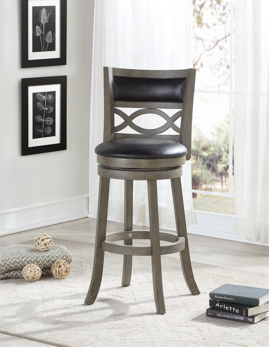 MANCHESTER 29" BAR STOOL W/BLACK PU CUSHIONS-GRAY