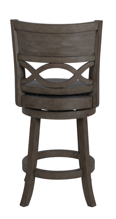 MANCHESTER 24" COUNTER STOOL W/BLACK PU CUSHIONS-GRAY