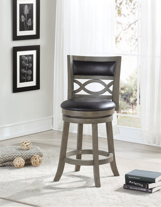 MANCHESTER 24" COUNTER STOOL W/BLACK PU CUSHIONS-GRAY