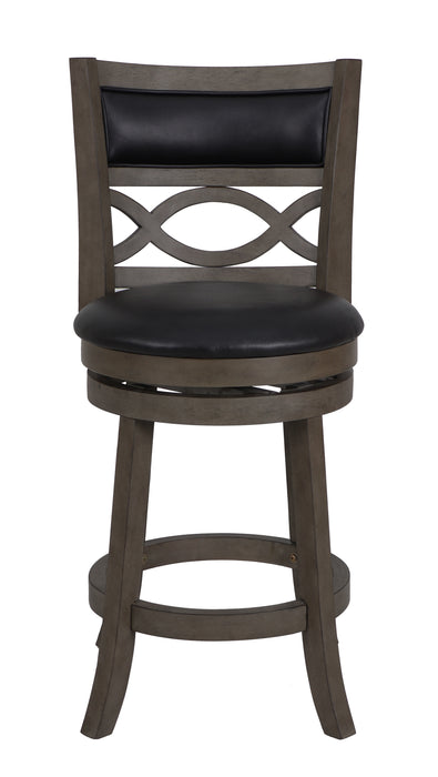 MANCHESTER 24" COUNTER STOOL W/BLACK PU CUSHIONS-GRAY