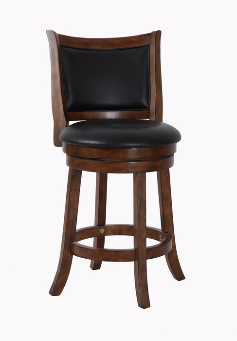 BRISTOL 24" COUNTER STOOL W/BLACK PU CUSHIONS-BROWN