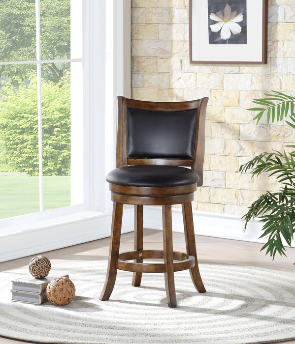 BRISTOL 24" COUNTER STOOL W/BLACK PU CUSHIONS-BROWN