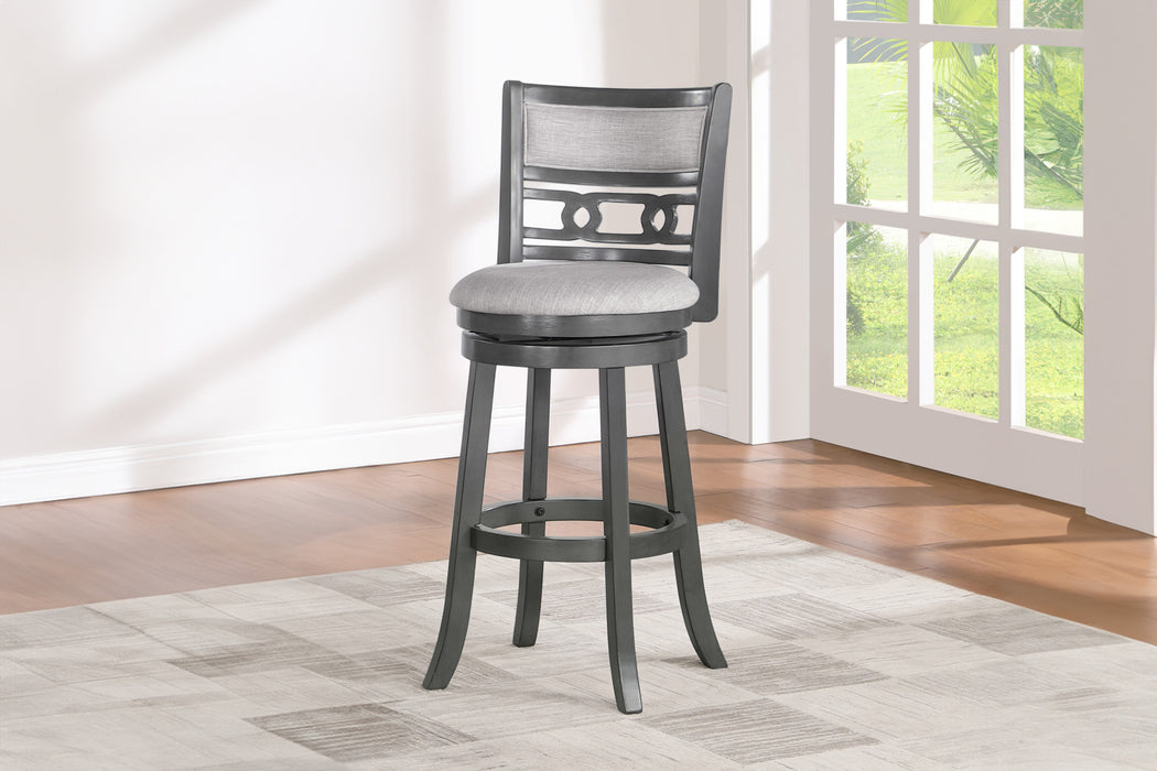 GIA 29" SWIVEL BARSTOOL-GRAY W/GRAY FABRIC SEAT