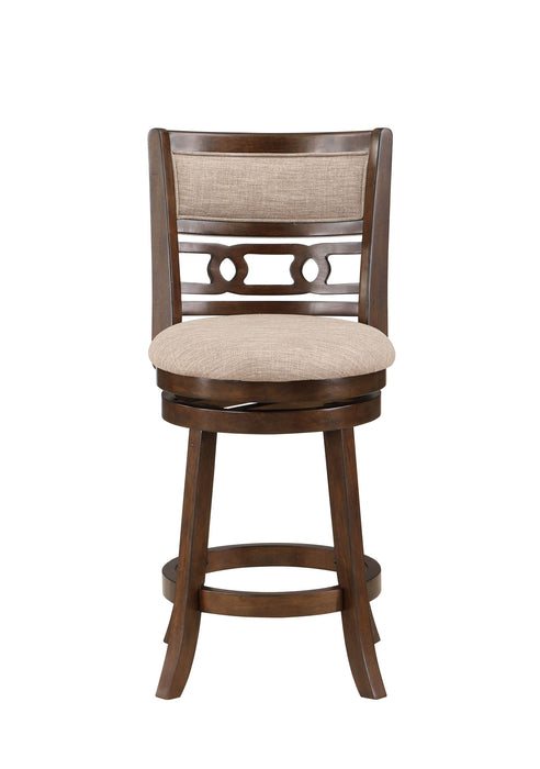 GIA 24" SWIVEL COUNTER STOOL-CHERRY W/BROWN FABRIC SEAT