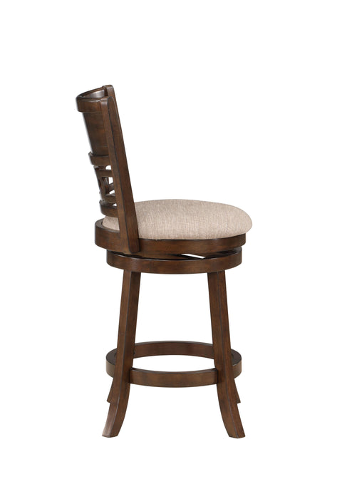 GIA 24" SWIVEL COUNTER STOOL-CHERRY W/BROWN FABRIC SEAT