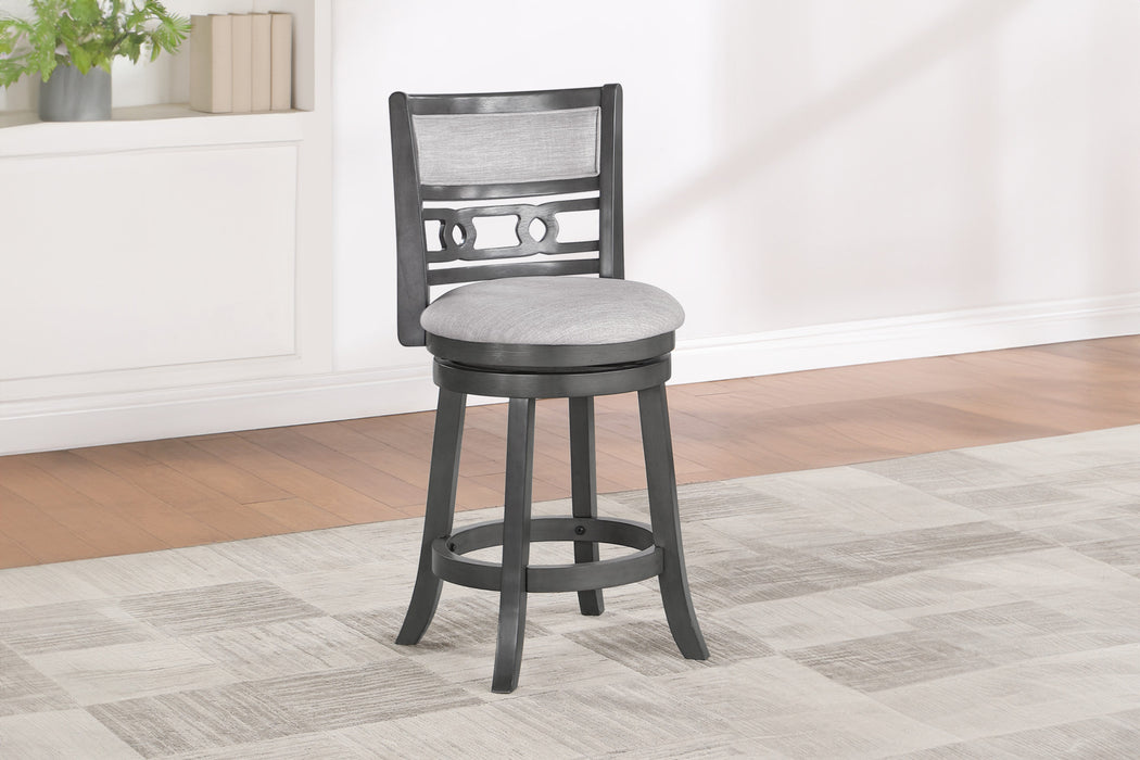 GIA 24" SWIVEL COUNTER STOOL-GRAY W/GRAY FABRIC SEAT