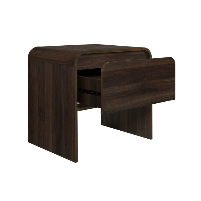 MARA ONE DRAWER END TABLE / BEDSIDE TABLE-WALNUT