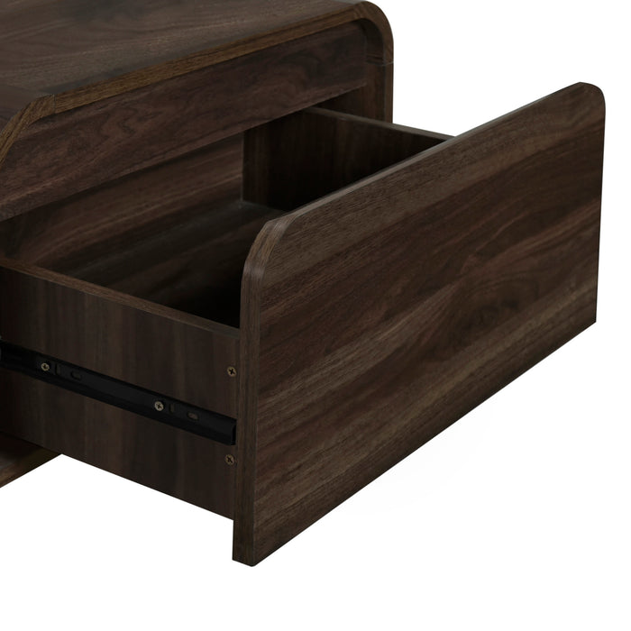 MARA ONE DRAWER END TABLE / BEDSIDE TABLE-WALNUT