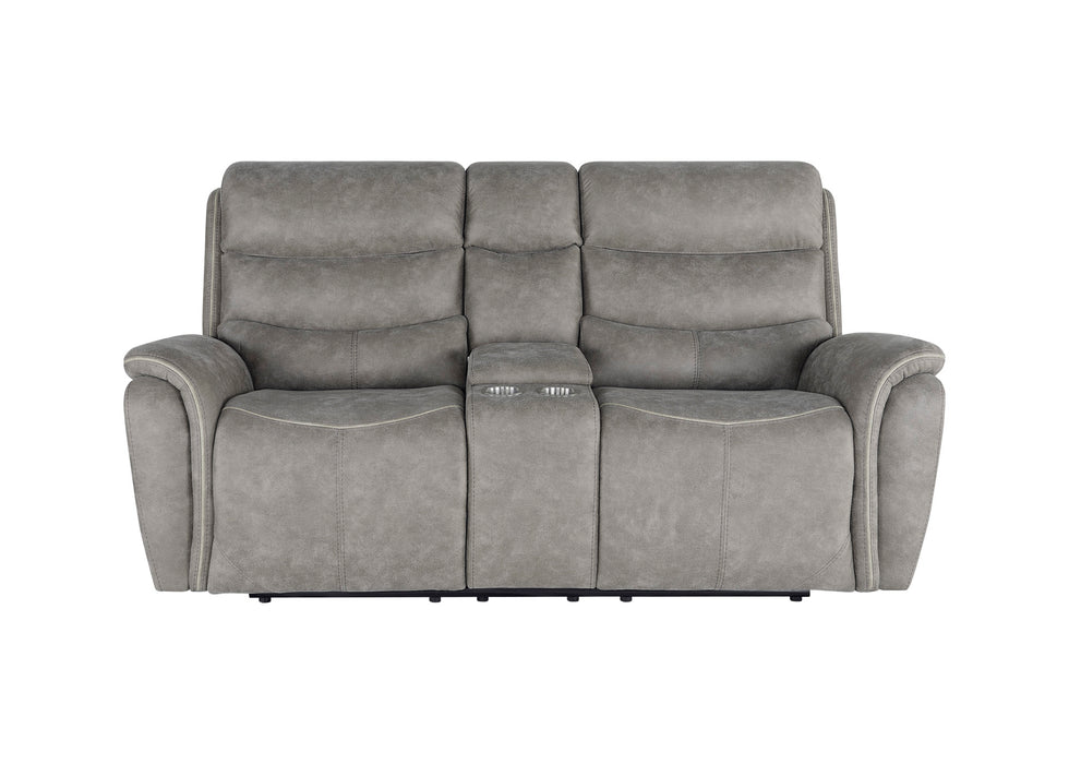 KAMARI CONSOLE LOVESEAT W/ DUAL RECLINERS-GRAY