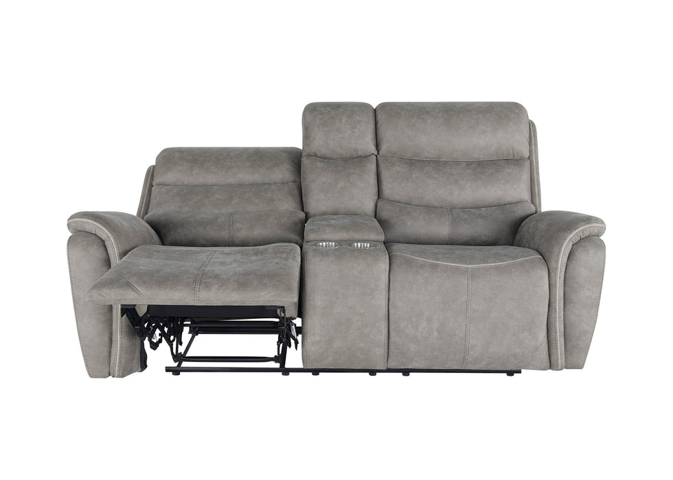 KAMARI CONSOLE LOVESEAT W/ DUAL RECLINERS-GRAY