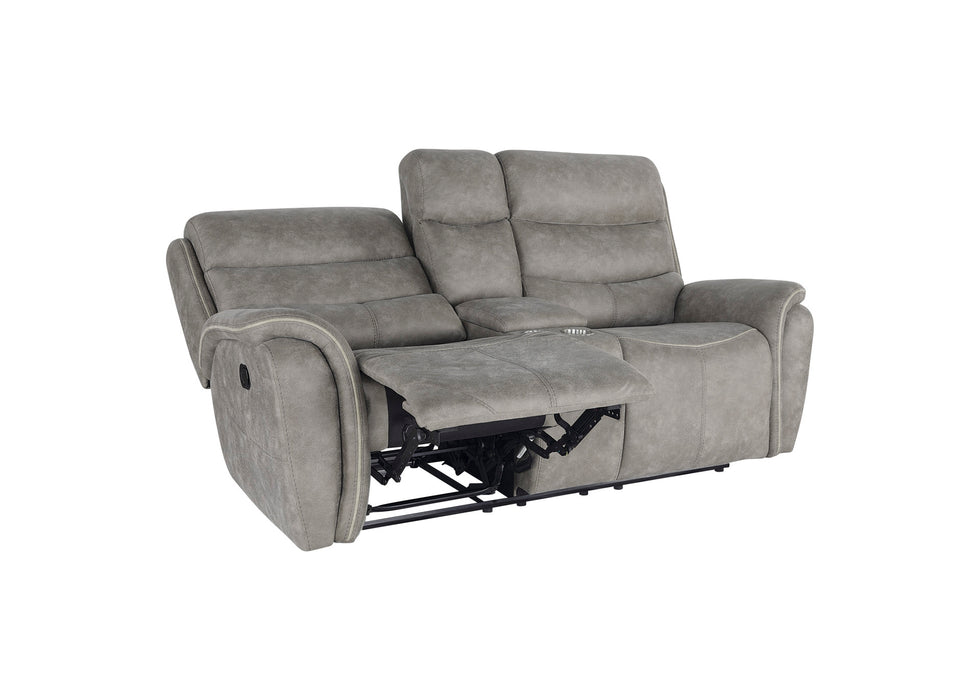 KAMARI CONSOLE LOVESEAT W/ DUAL RECLINERS-GRAY