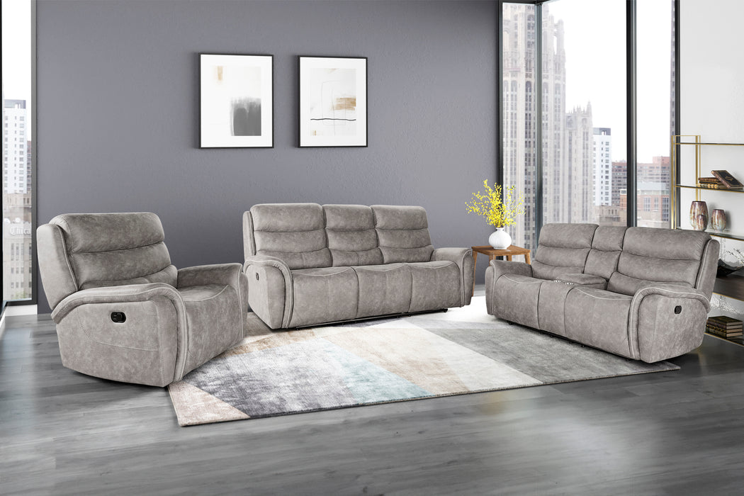 KAMARI CONSOLE LOVESEAT W/ DUAL RECLINERS-GRAY