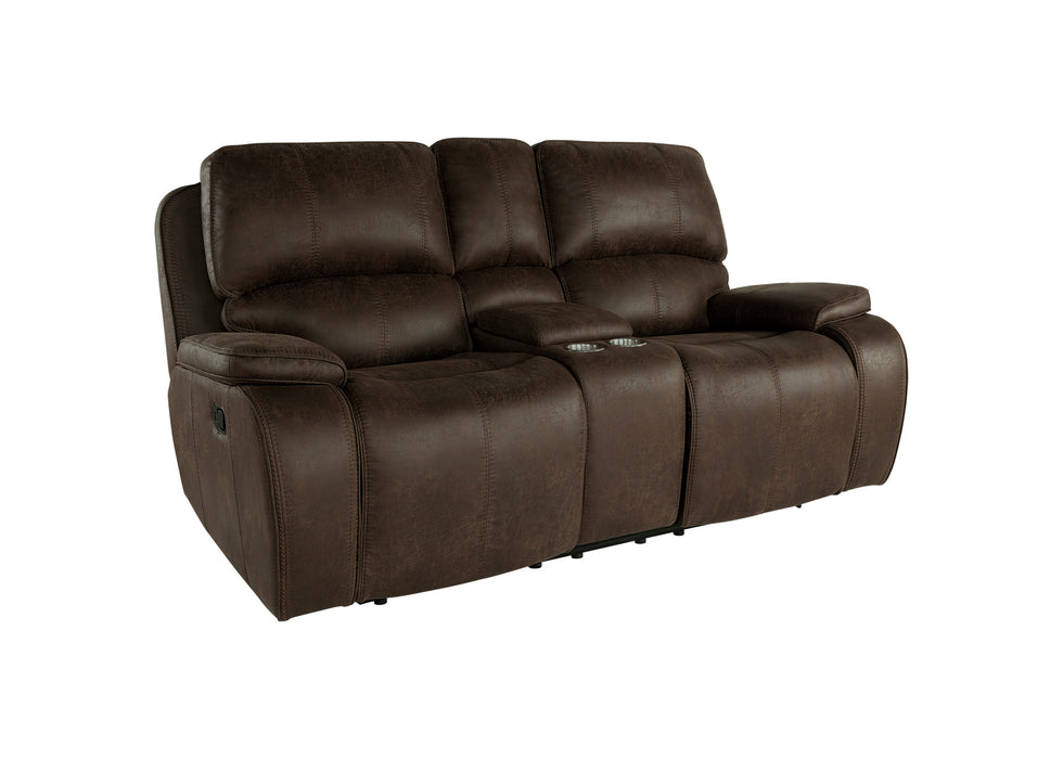 BROOKINGS CONSOLE LOVESEAT W/ DUAL RECLINERS-BROWN