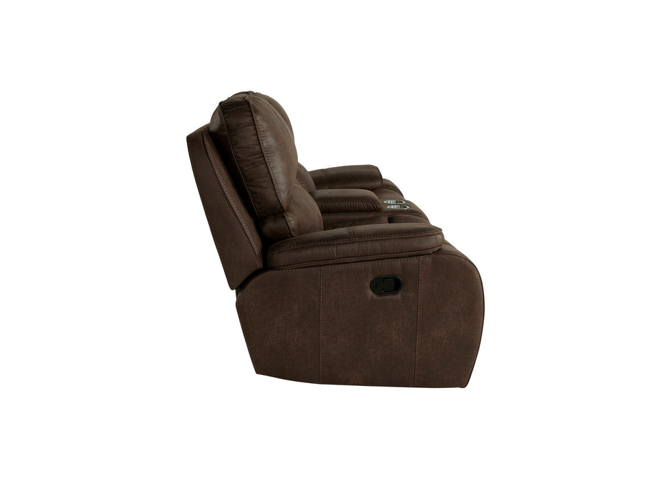 BROOKINGS CONSOLE LOVESEAT W/ DUAL RECLINERS-BROWN