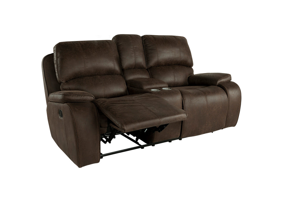 BROOKINGS CONSOLE LOVESEAT W/ DUAL RECLINERS-BROWN