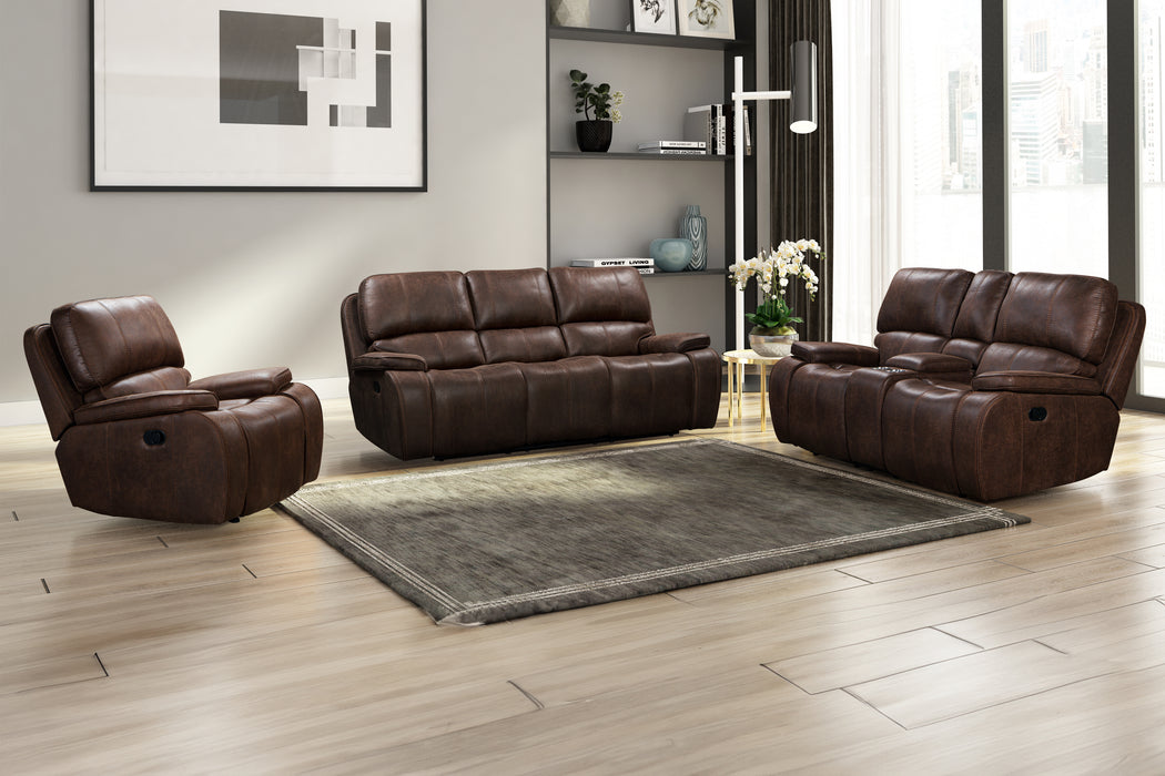 BROOKINGS  SOFA W/DUAL RECLINER-BROWN