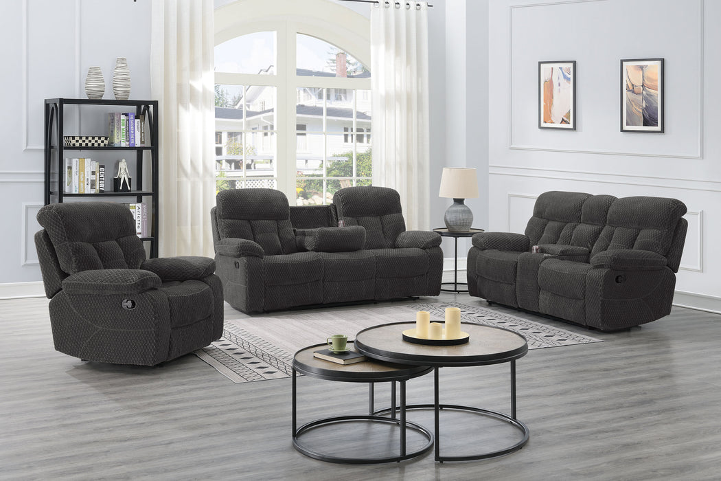 BRAVO CONSOLE LOVESEAT W/ DUAL RECLINERS-CHARCOAL