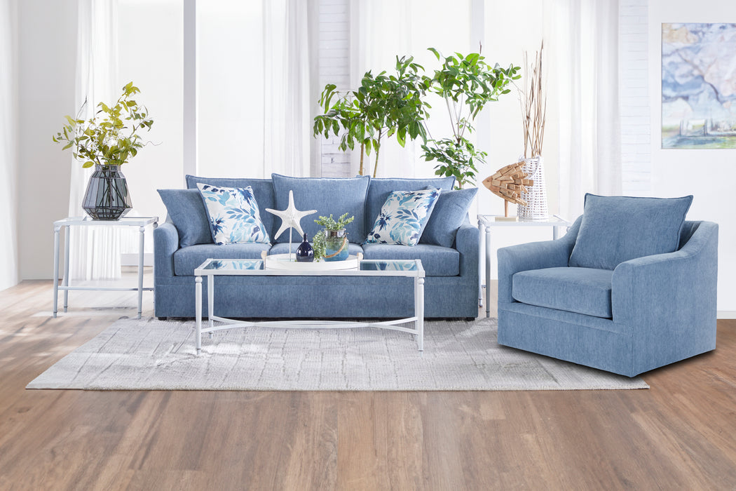 SYLVIE SOFA W/4 ACCENT PILLOWS-SLATE BLUE