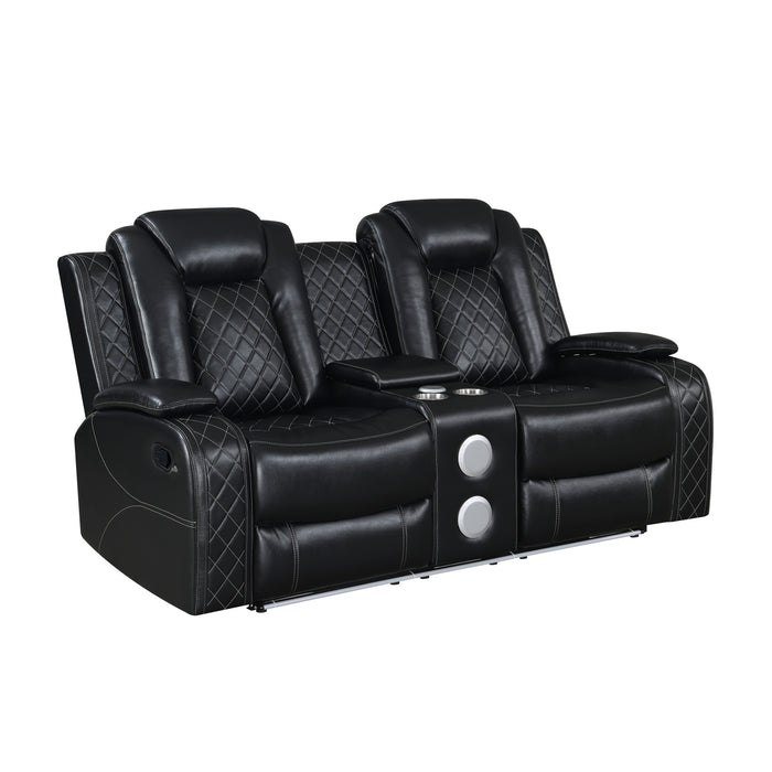 ORION CONSOLE LOVESEAT W/ DUAL RECLINERS-BLACK