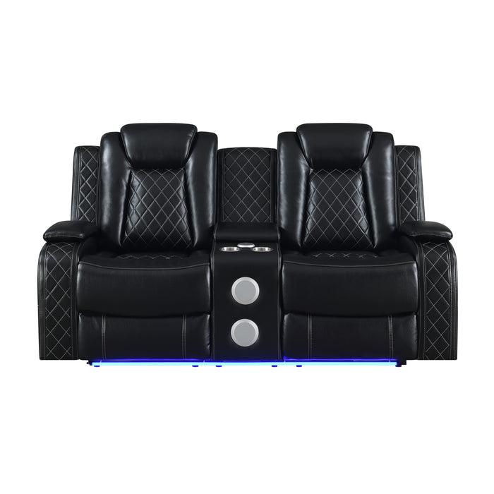 ORION CONSOLE LOVESEAT W/ DUAL RECLINERS-BLACK