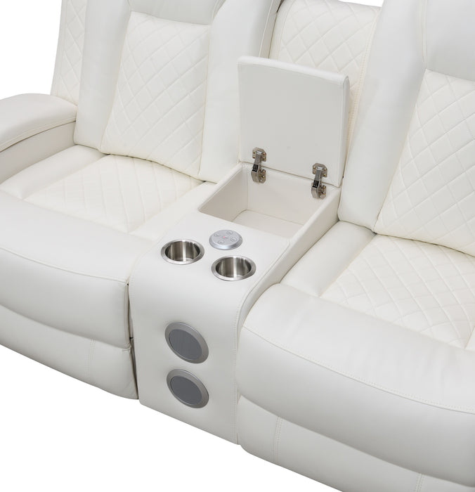 ORION CONSOLE LOVESEAT W/ DUAL RECLINERS-WHITE