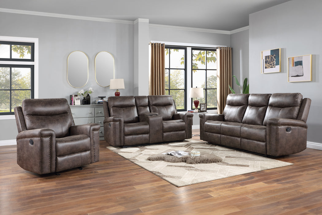 QUADE CONSOLE LOVESEAT W/ DUAL RECLINERS-MOCHA