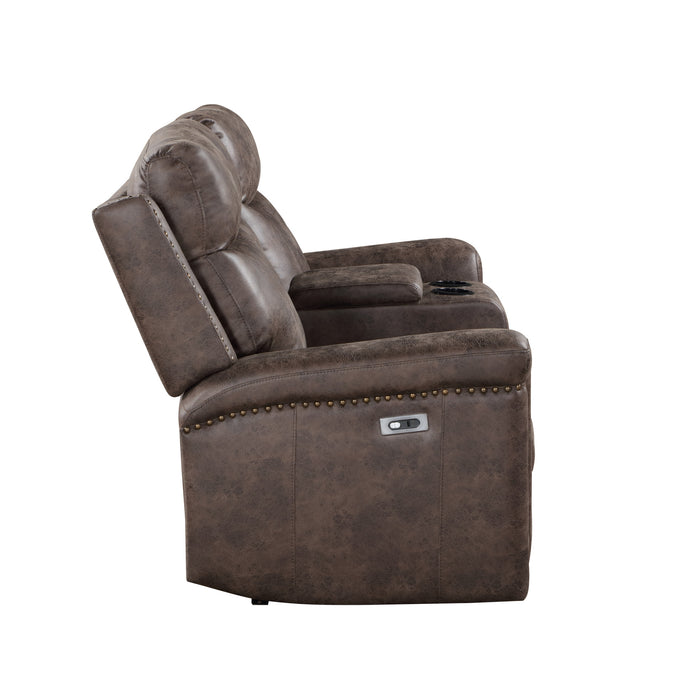 QUADE CONSOLE LOVESEAT W/ PWR FR-MOCHA