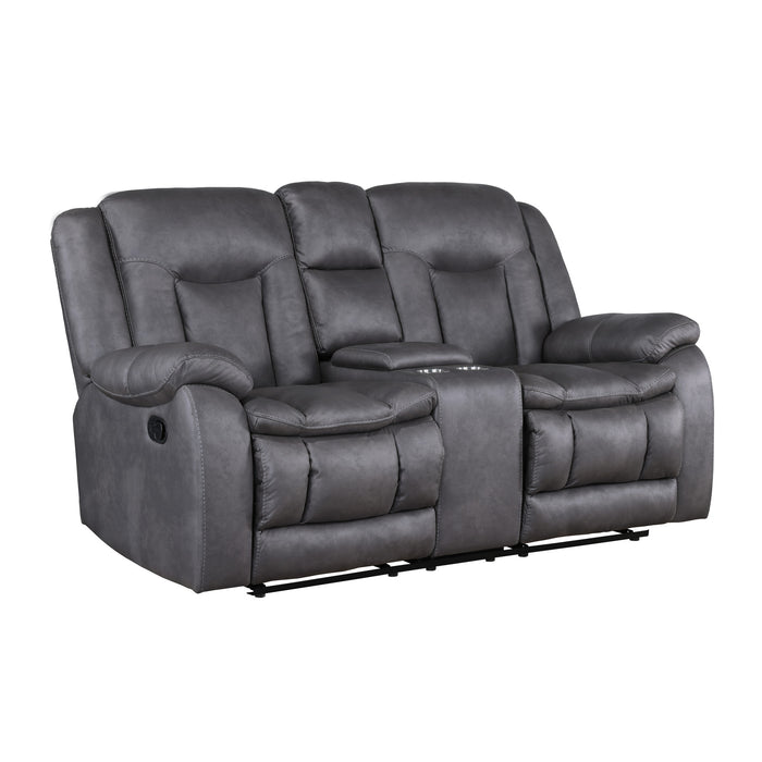 MORELLO  CONSOLE LOVESEAT W/ DUAL RECLINERS-GRAY