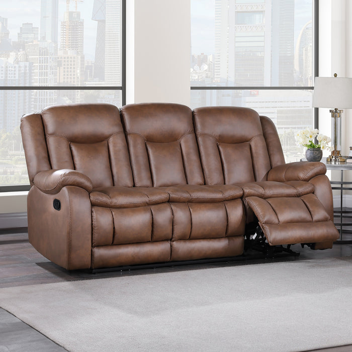 MORELLO  SOFA W/DUAL RECLINER- BROWN