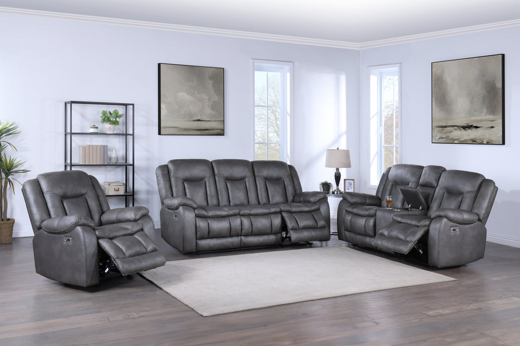 MORELLO  SOFA W/DUAL RECLINER- GRAY