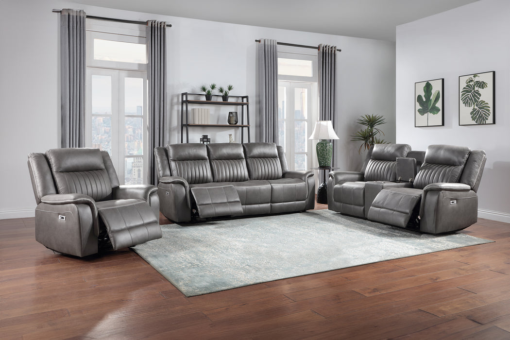 ENZO  SOFA W/DUAL RECLINER- GRAY