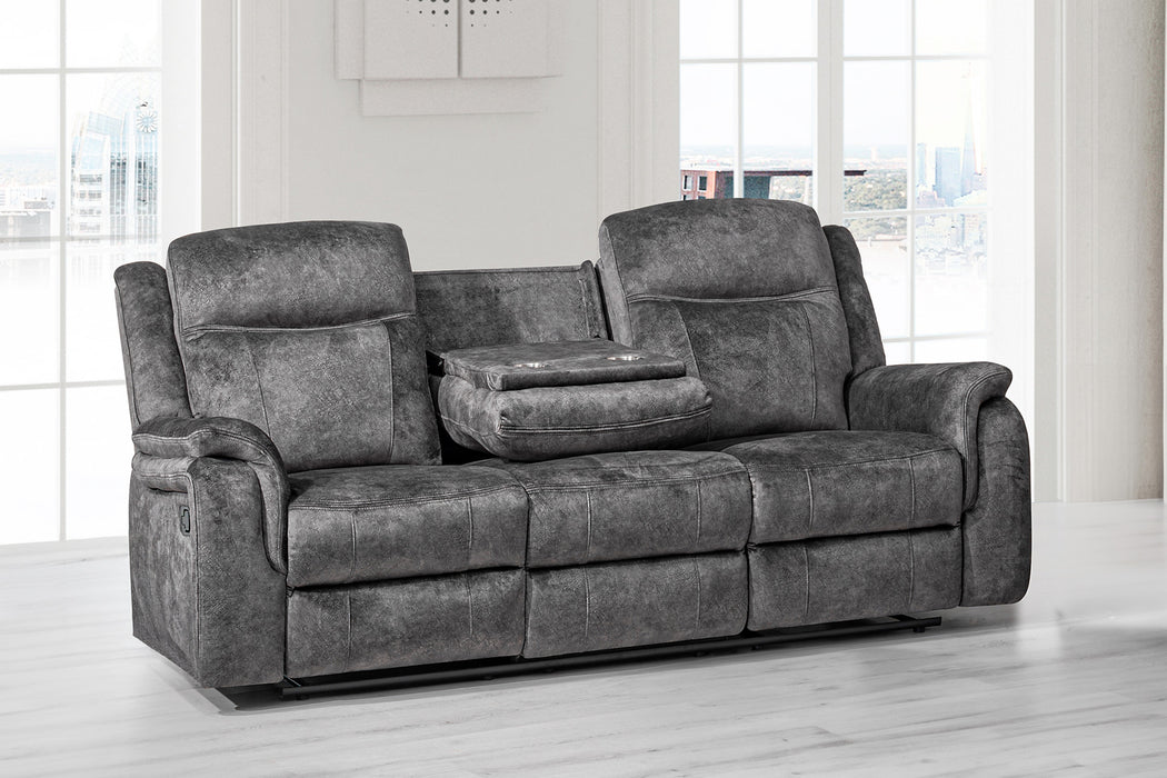 PARK CITY  SOFA W/DUAL RECLINER-SLATE