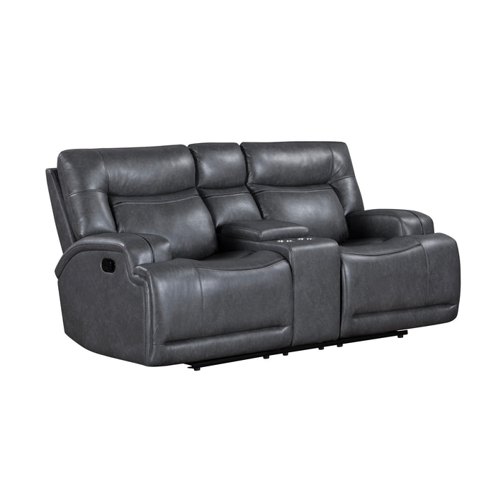 TITAN CONSOLE LOVESEAT W/ DUAL RECLINERS-GRAY