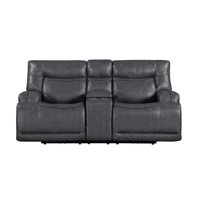 TITAN CONSOLE LOVESEAT W/ DUAL RECLINERS-GRAY