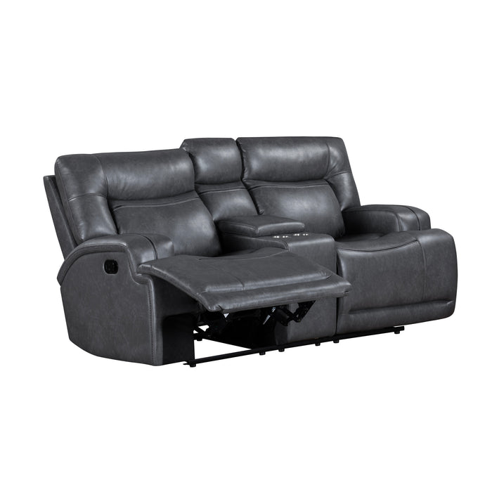 TITAN CONSOLE LOVESEAT W/ DUAL RECLINERS-GRAY