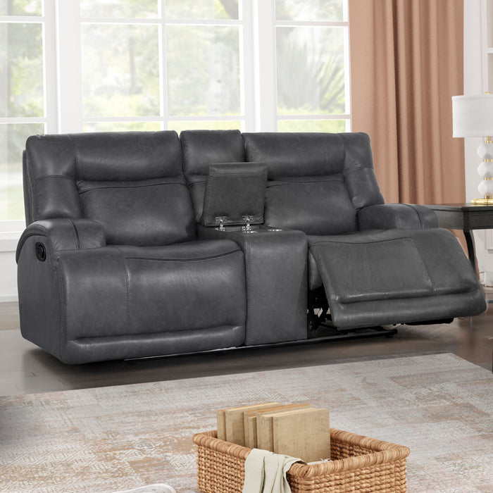 TITAN CONSOLE LOVESEAT W/ DUAL RECLINERS-GRAY