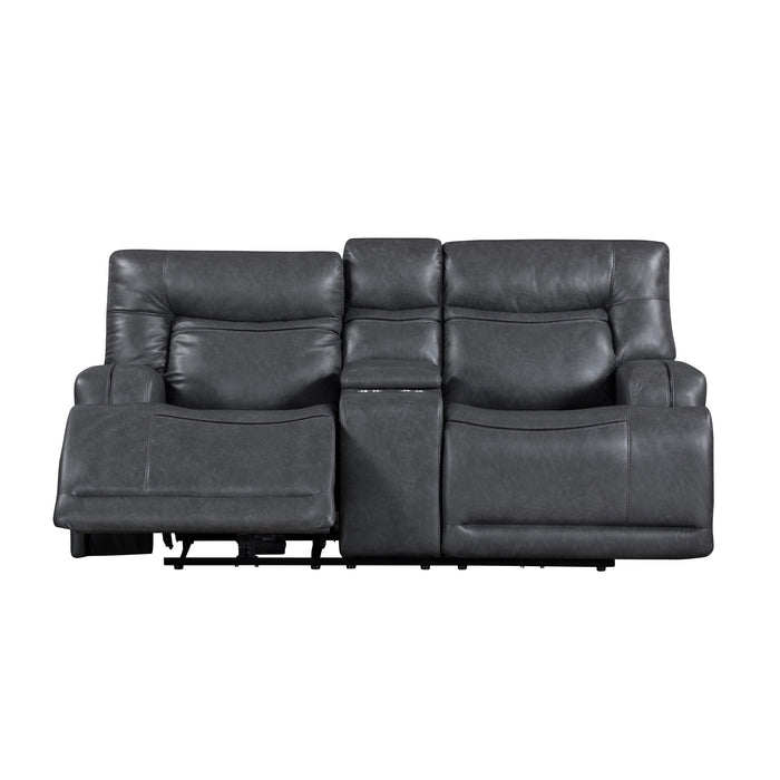 TITAN CONSOLE LOVESEAT W/PWR HR & FR-GRAY