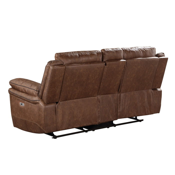 RYLAND CONSOLE LOVESEAT W/PWR FR--BROWN