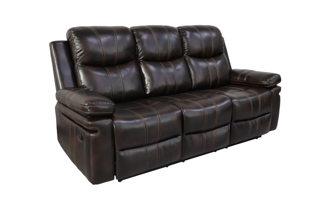 KELLEN  SOFA W/DUAL RECLINER & DROP DOWN  TRAY-BROWN