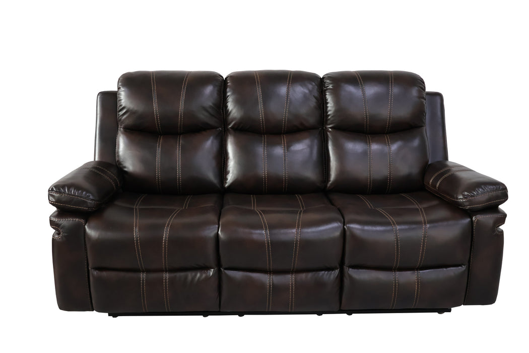 KELLEN  SOFA W/DUAL RECLINER & DROP DOWN  TRAY-BROWN