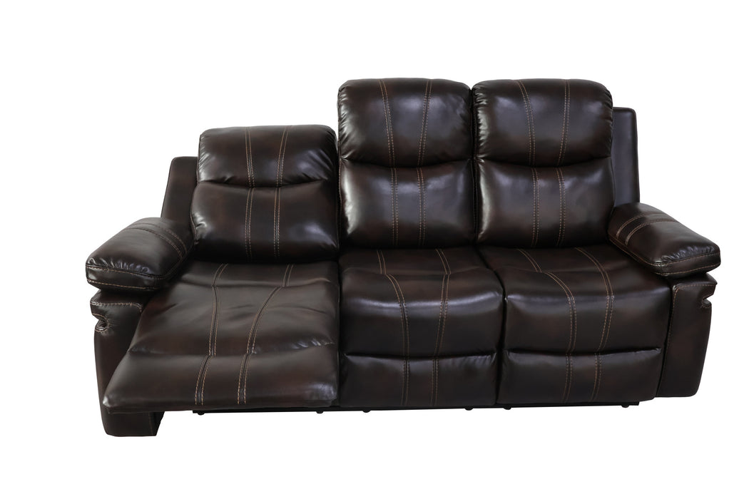 KELLEN  SOFA W/DUAL RECLINER & DROP DOWN  TRAY-BROWN