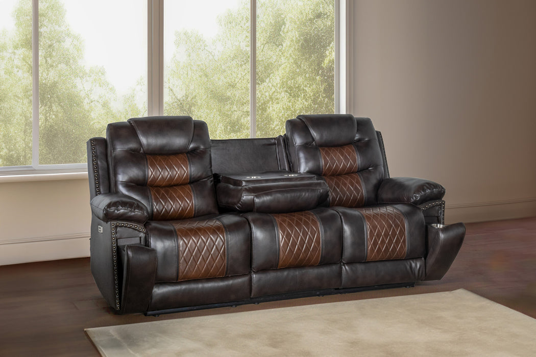 NIKKO  SOFA W/PWR FR-BROWN