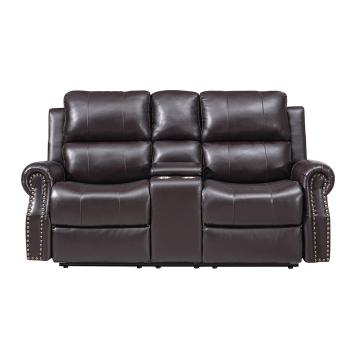 SIERRA CONSOLE LOVESEAT W/ DUAL RECLINERS-BROWN