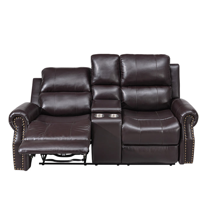 SIERRA CONSOLE LOVESEAT W/ DUAL RECLINERS-BROWN