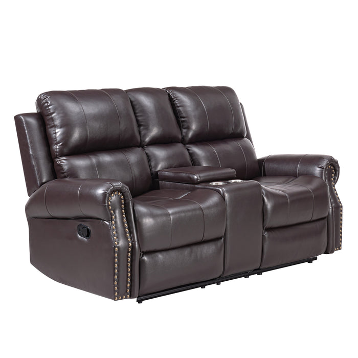 SIERRA CONSOLE LOVESEAT W/ DUAL RECLINERS-BROWN