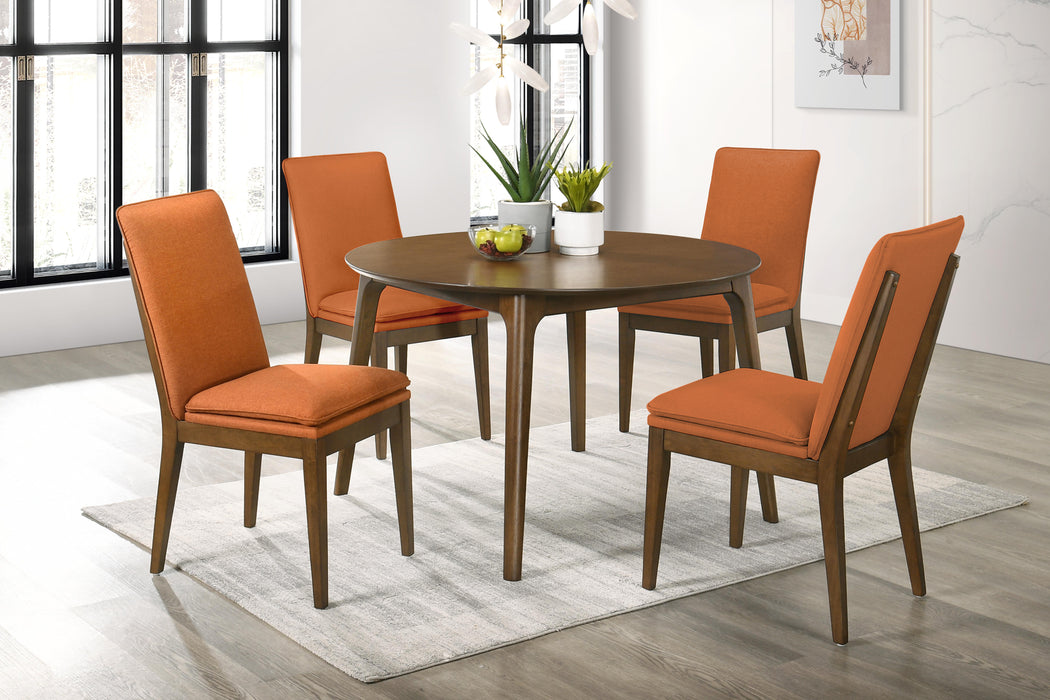 MAGGIE ROUND DINING TABLE / 4 TERRACOTTA CHAIRS