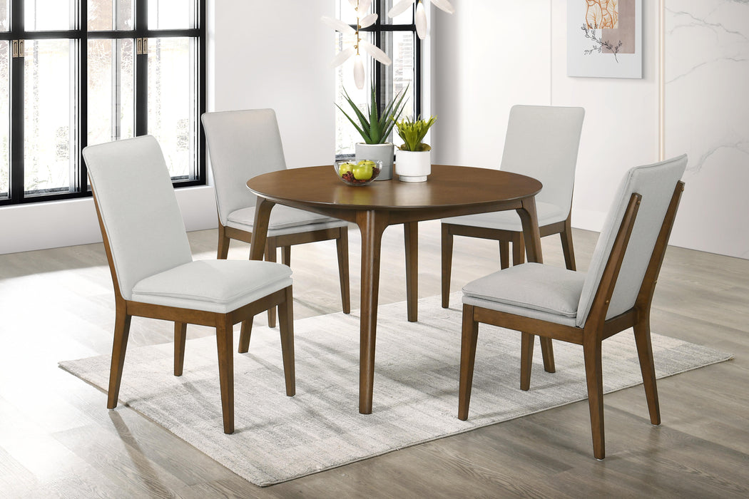 MAGGIE ROUND DINING TABLE / 4 NATURAL CHAIRS